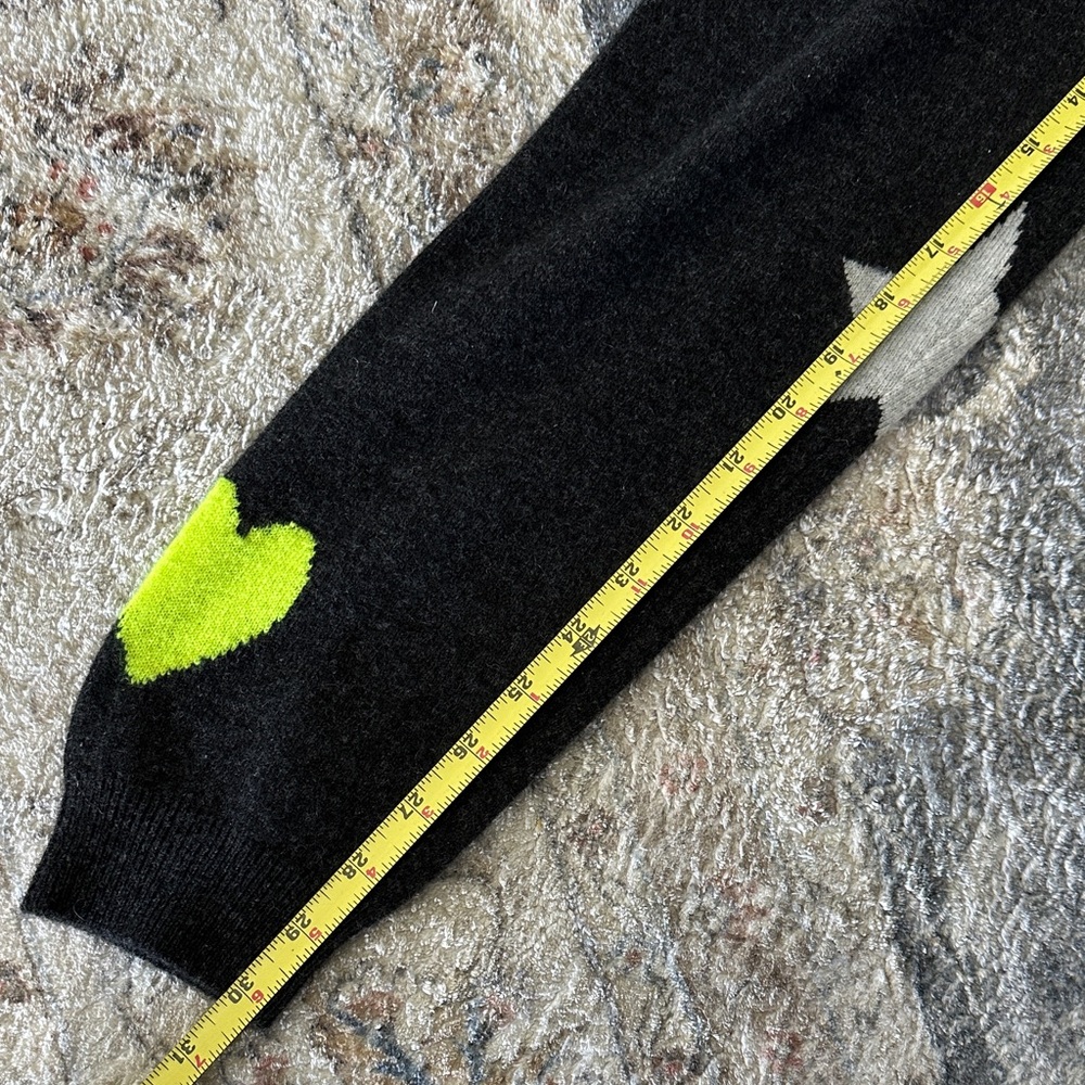 Brodie Cashmere Black Joggers with Neon Yellow Hearts & Gray Stars - Picture 2 of 7
